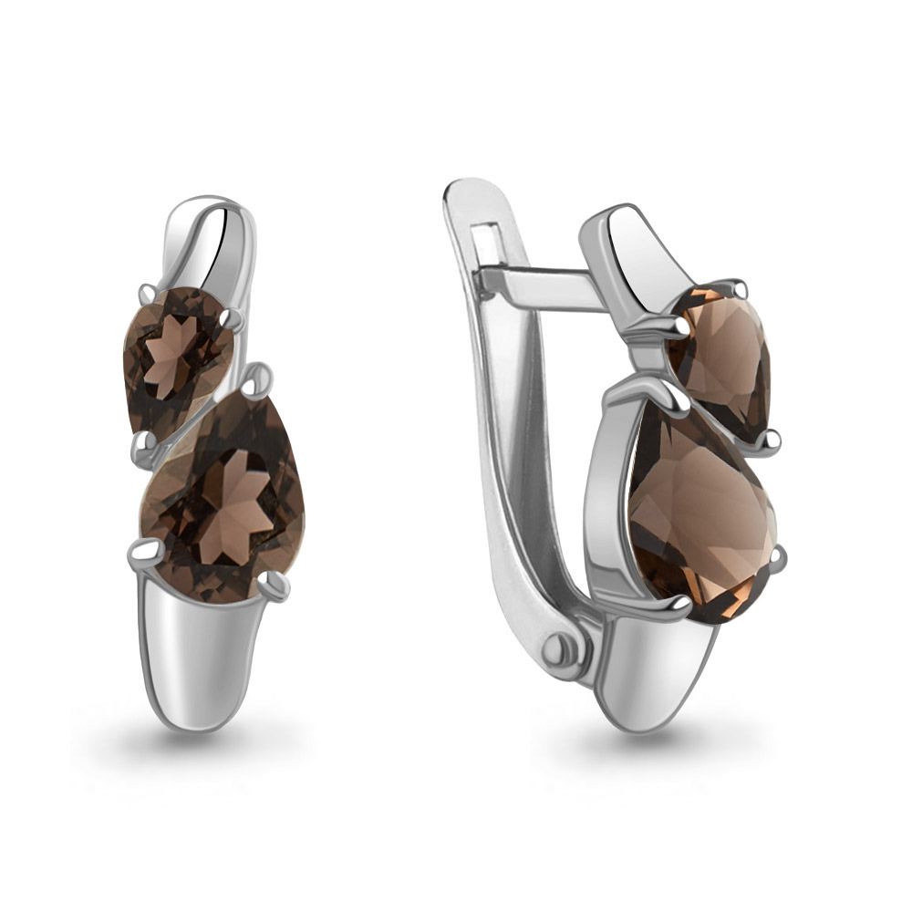 45001301 Серьги из Серебра с кварцами дымчатыми