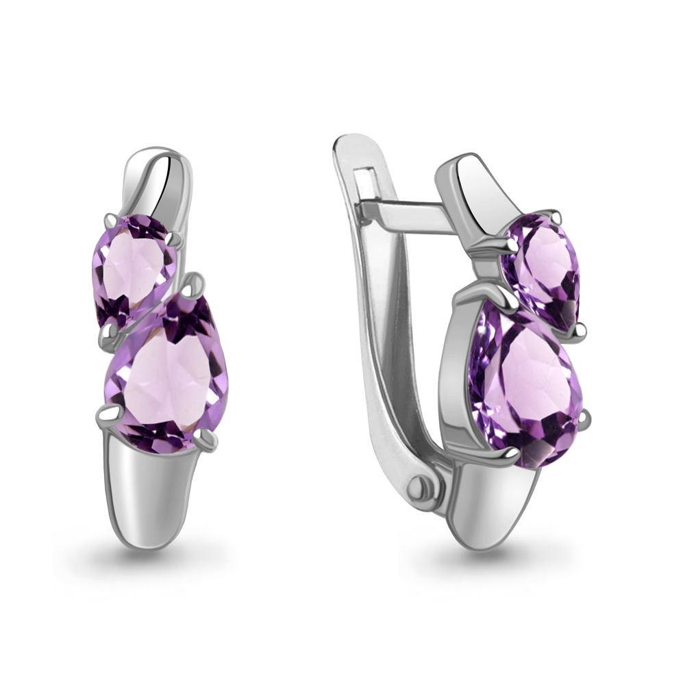 45001304 Серьги из Серебра с аметистами