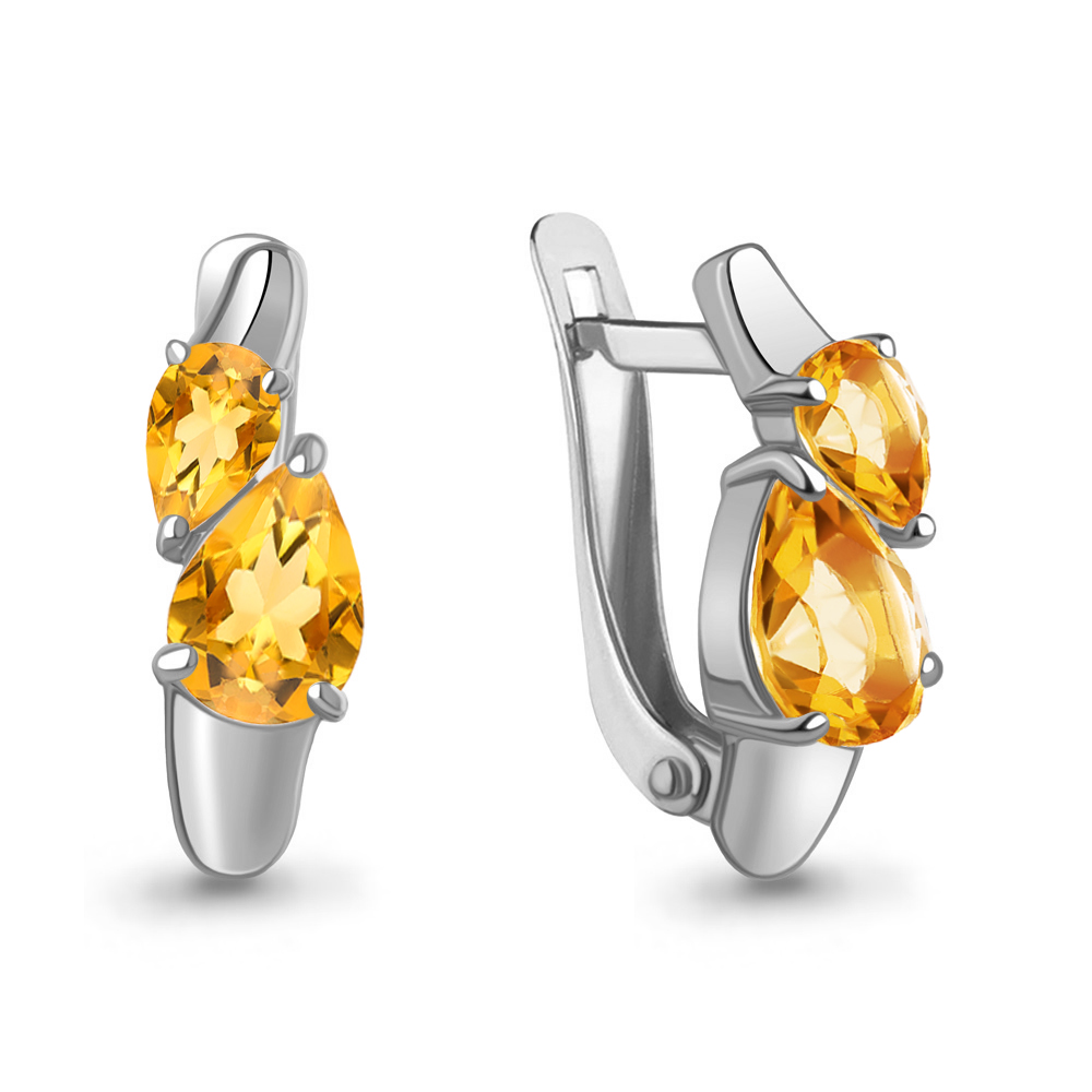 45001306 Серьги из Серебра с цитринами