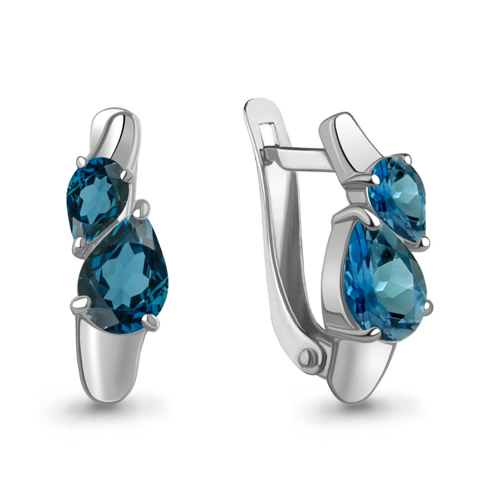 45001308 Серьги из Серебра с топазами лондон блю