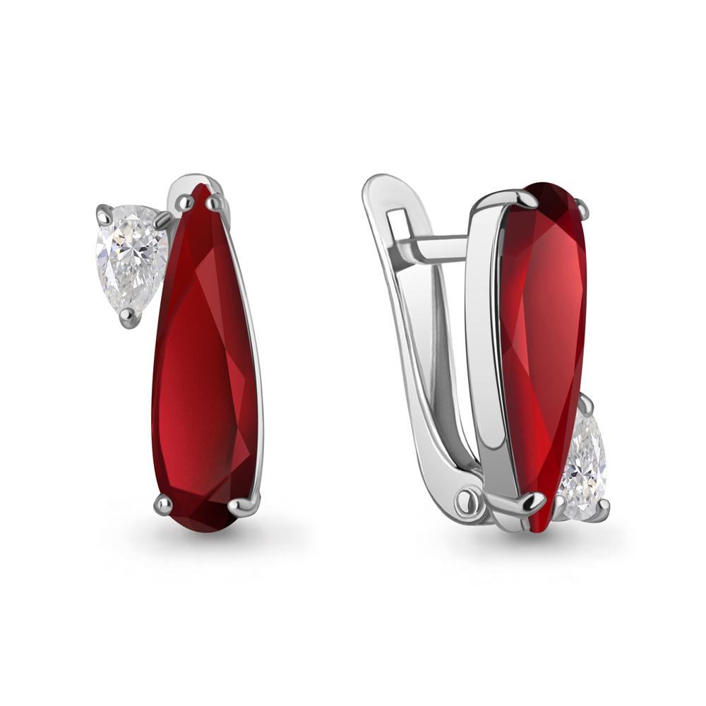 45001485 Серьги из Серебра с наногранатами, фианитами