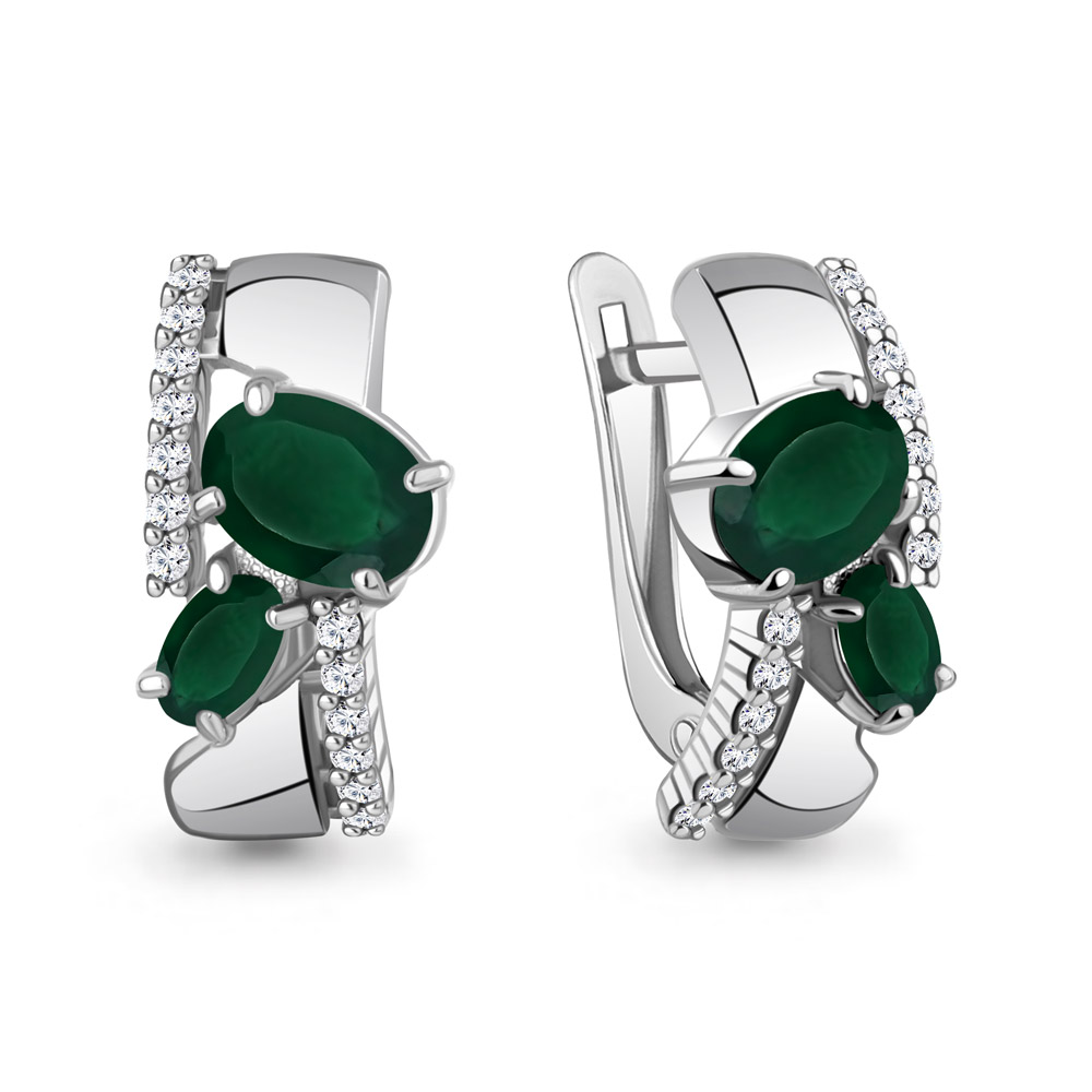 45001609А Серьги из Серебра с агатами, фианитами