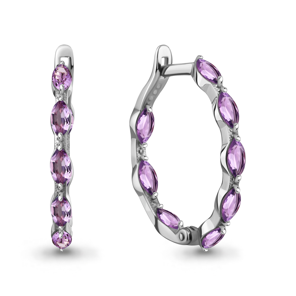 45001704 Серьги из Серебра с аметистами