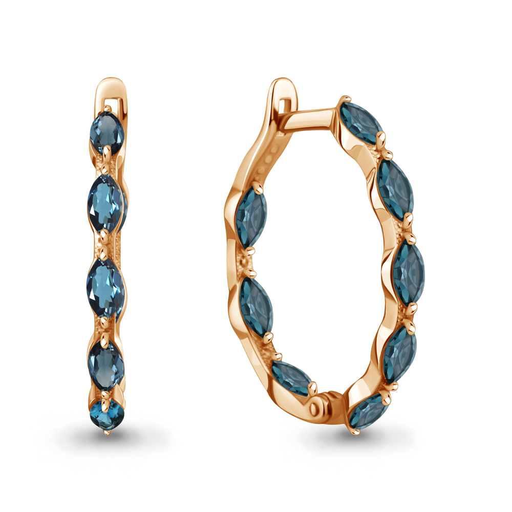 45001708 Серьги из Золота с топазами лондон блю