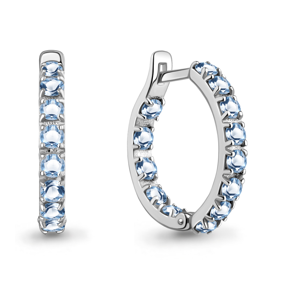 45001805 Серьги из Серебра с топазами свисс блю