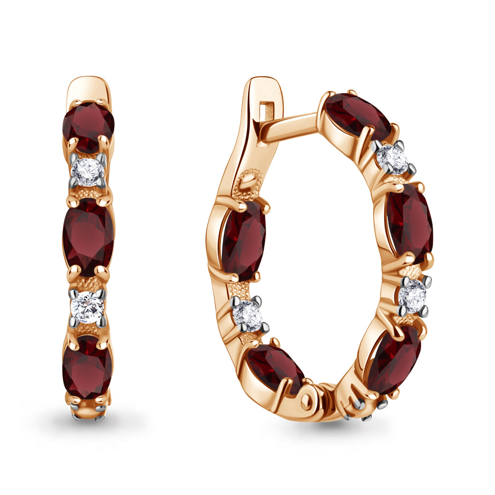 45002203 Серьги из Золота с гранатами, фианитами