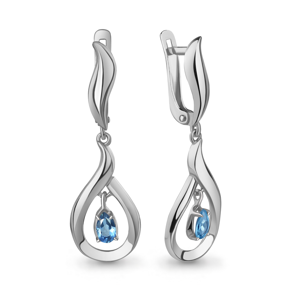 45003605 Серьги из Серебра с топазами свисс блю