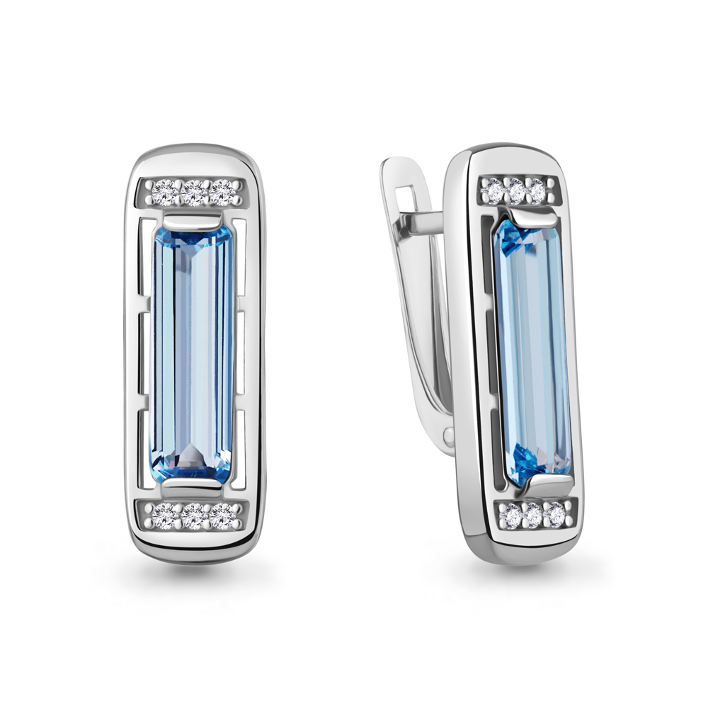 45003992А Серьги из Серебра с нанотопазами свисс, фианитами