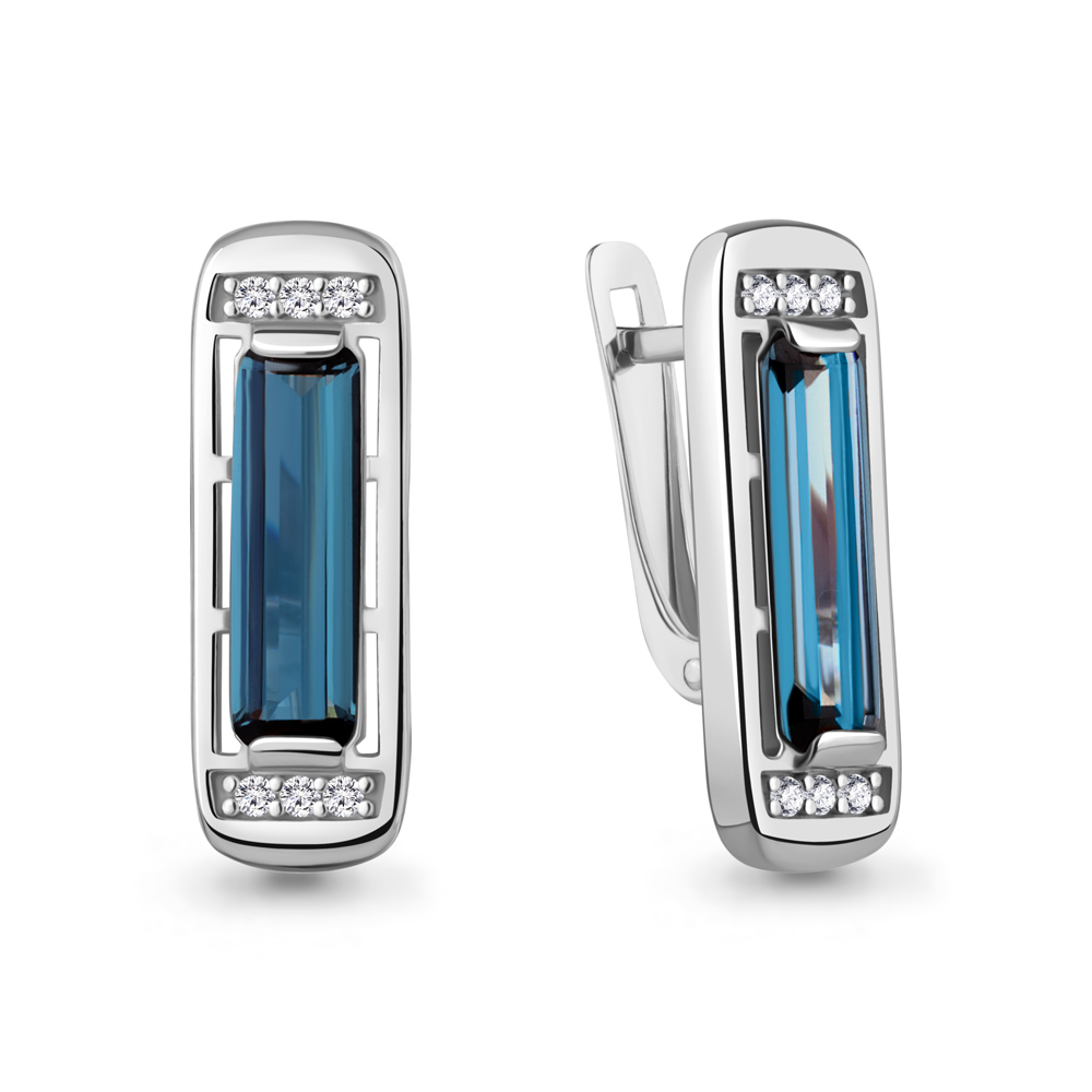 45003993А Серьги из Серебра с нанотопазами лондон, фианитами