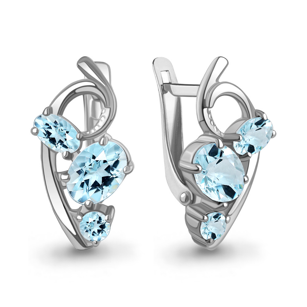 45004002 Серьги из Серебра с топазами скай блю