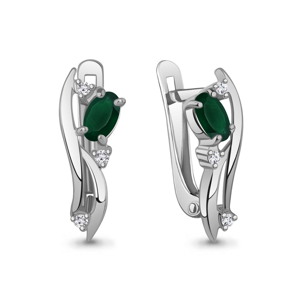 45004109А Серьги из Серебра с агатами, фианитами