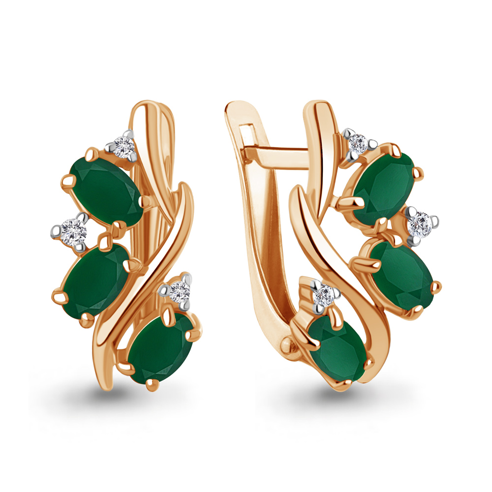 45004209 Серьги из Золота с агатами, фианитами