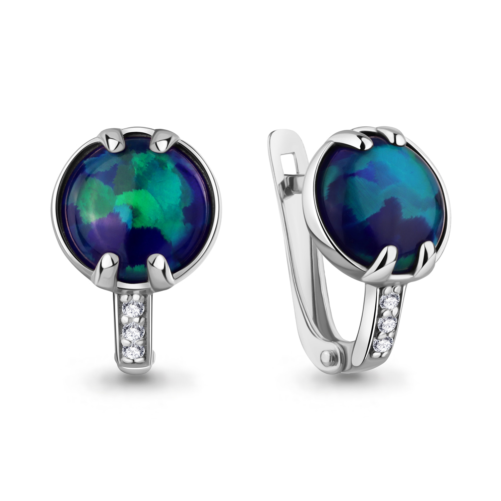 45005995А Серьги из Серебра с опалами иск., фианитами