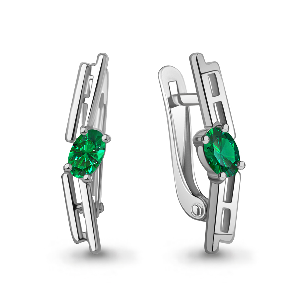 450071П Серьги из Серебра с наноизумрудами