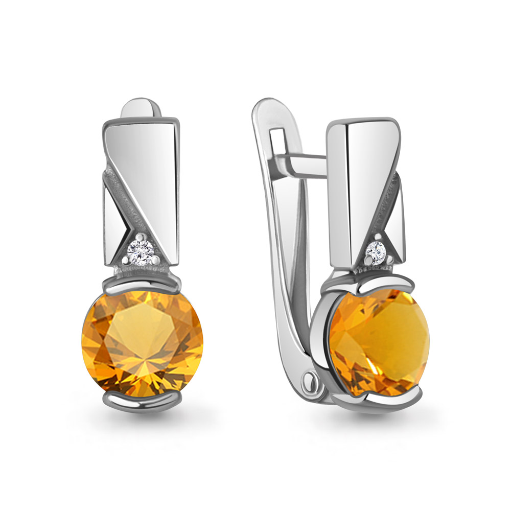 45008106А Серьги из Серебра с цитринами