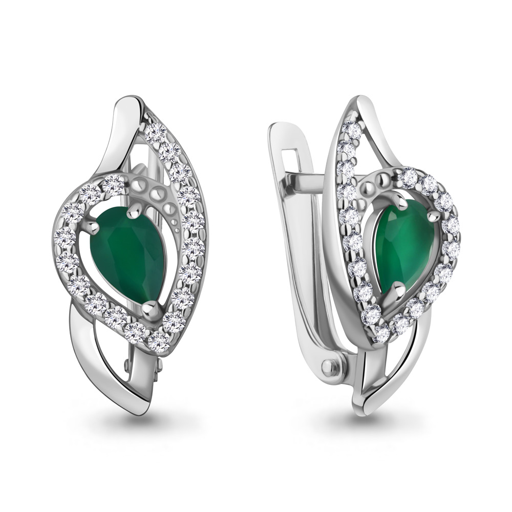 45008809А Серьги из Серебра с агатами, фианитами