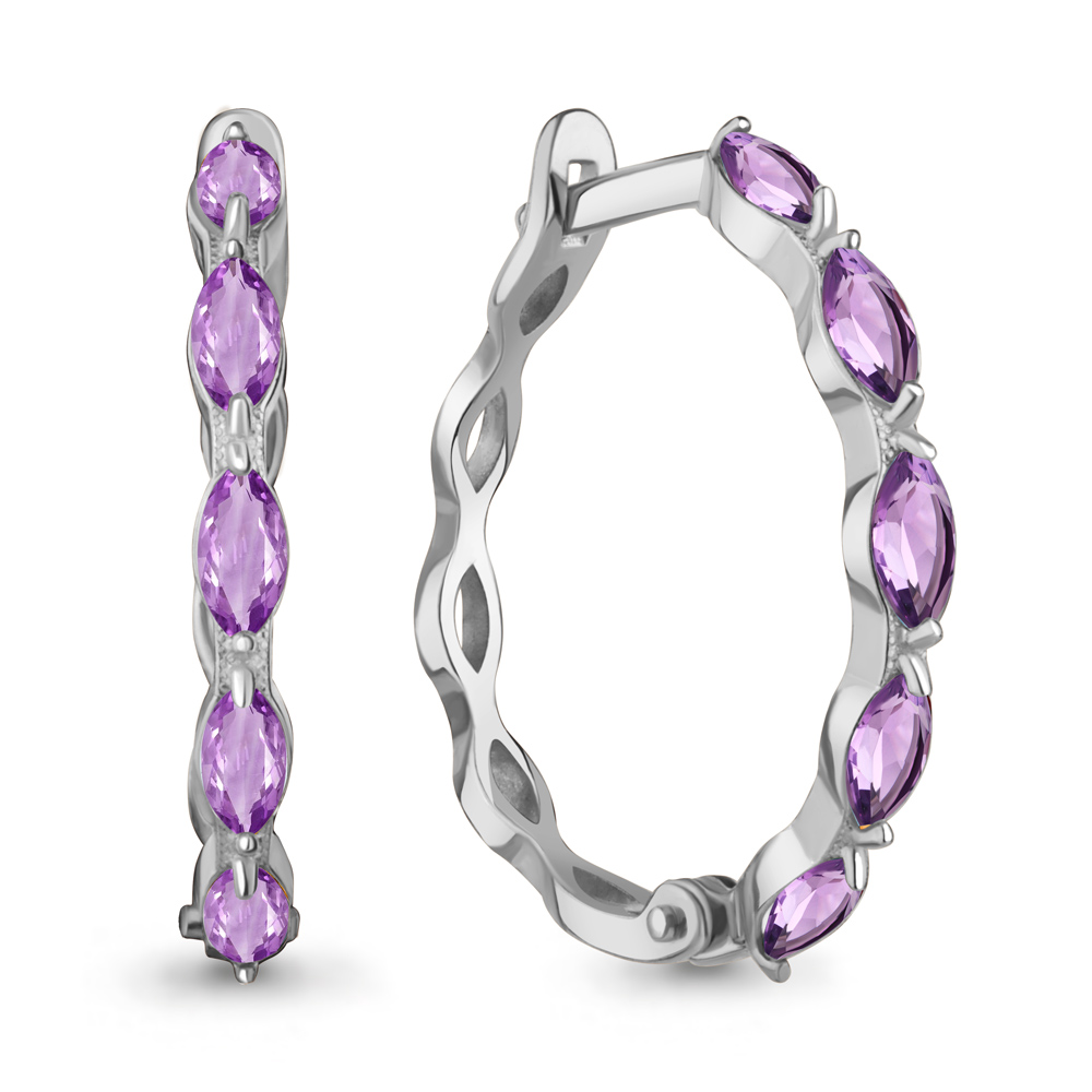 45010404 Серьги из Серебра с аметистами