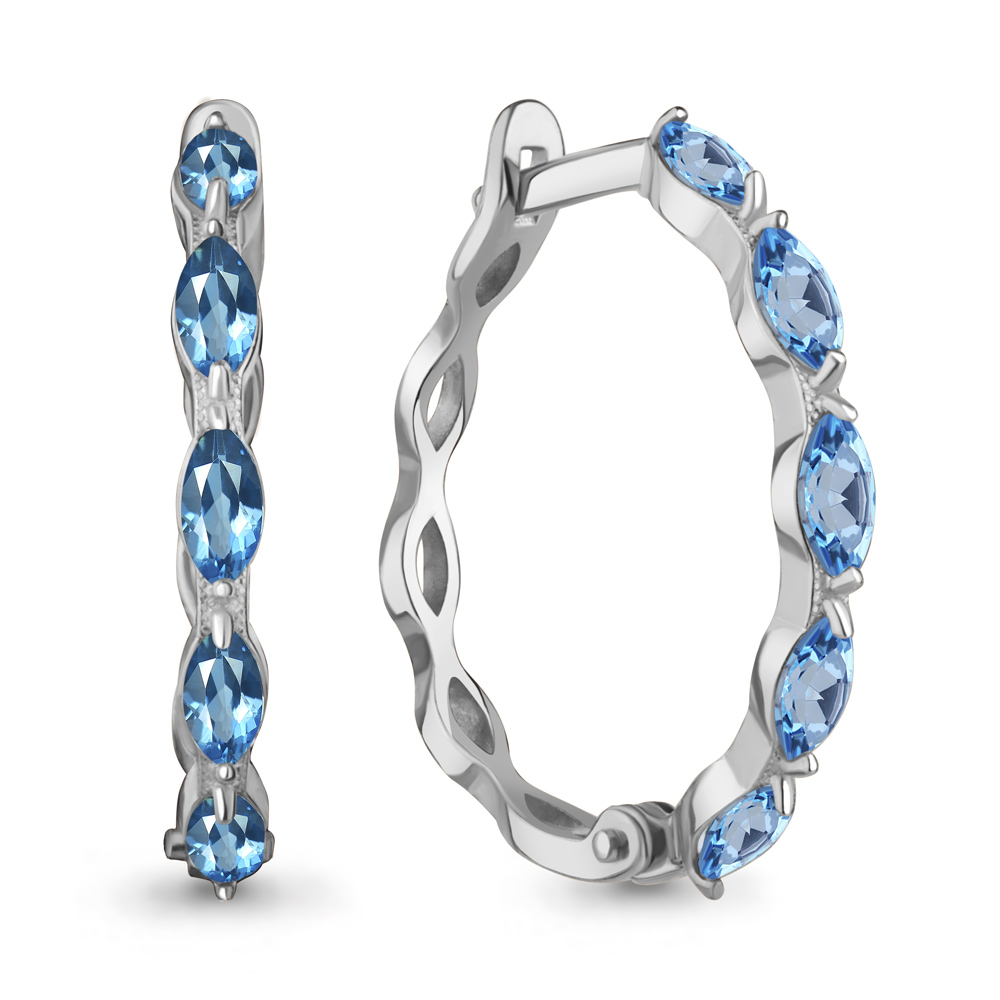 45010405 Серьги из Серебра с топазами свисс блю