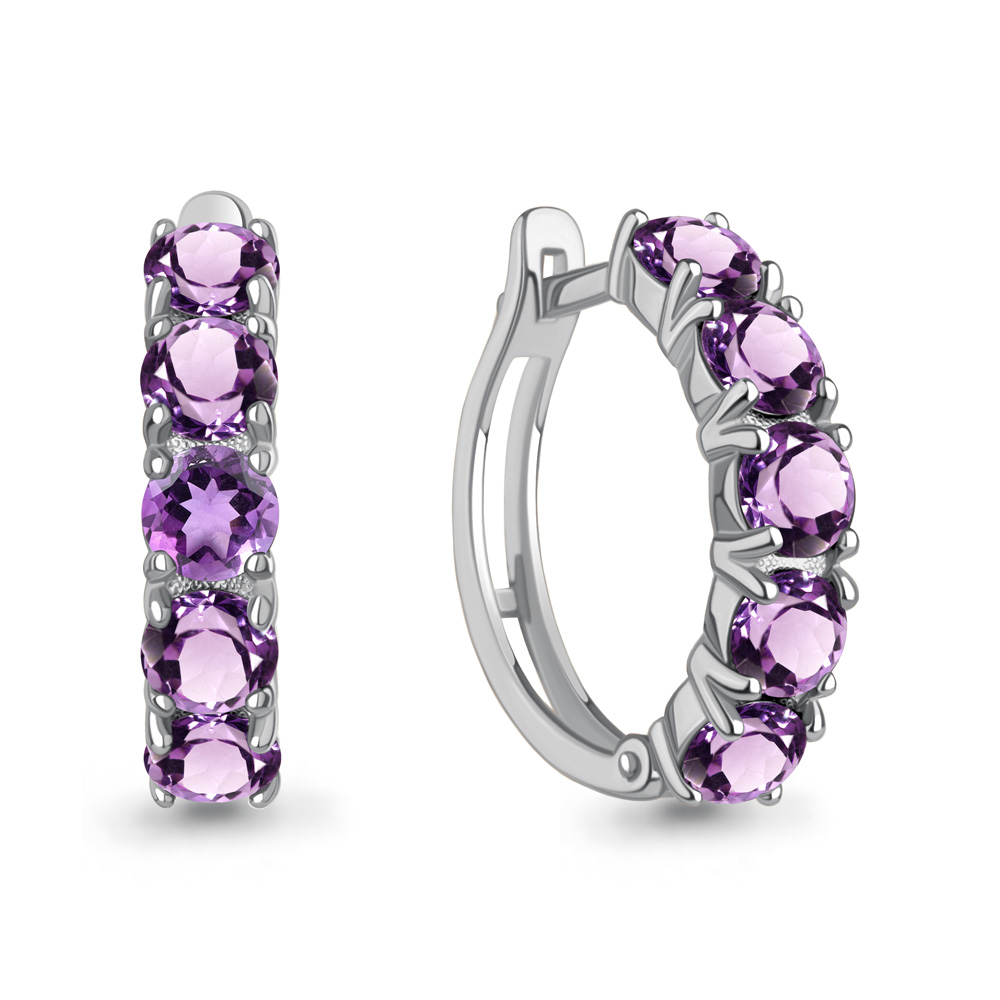 45010504 Серьги из Серебра с аметистами