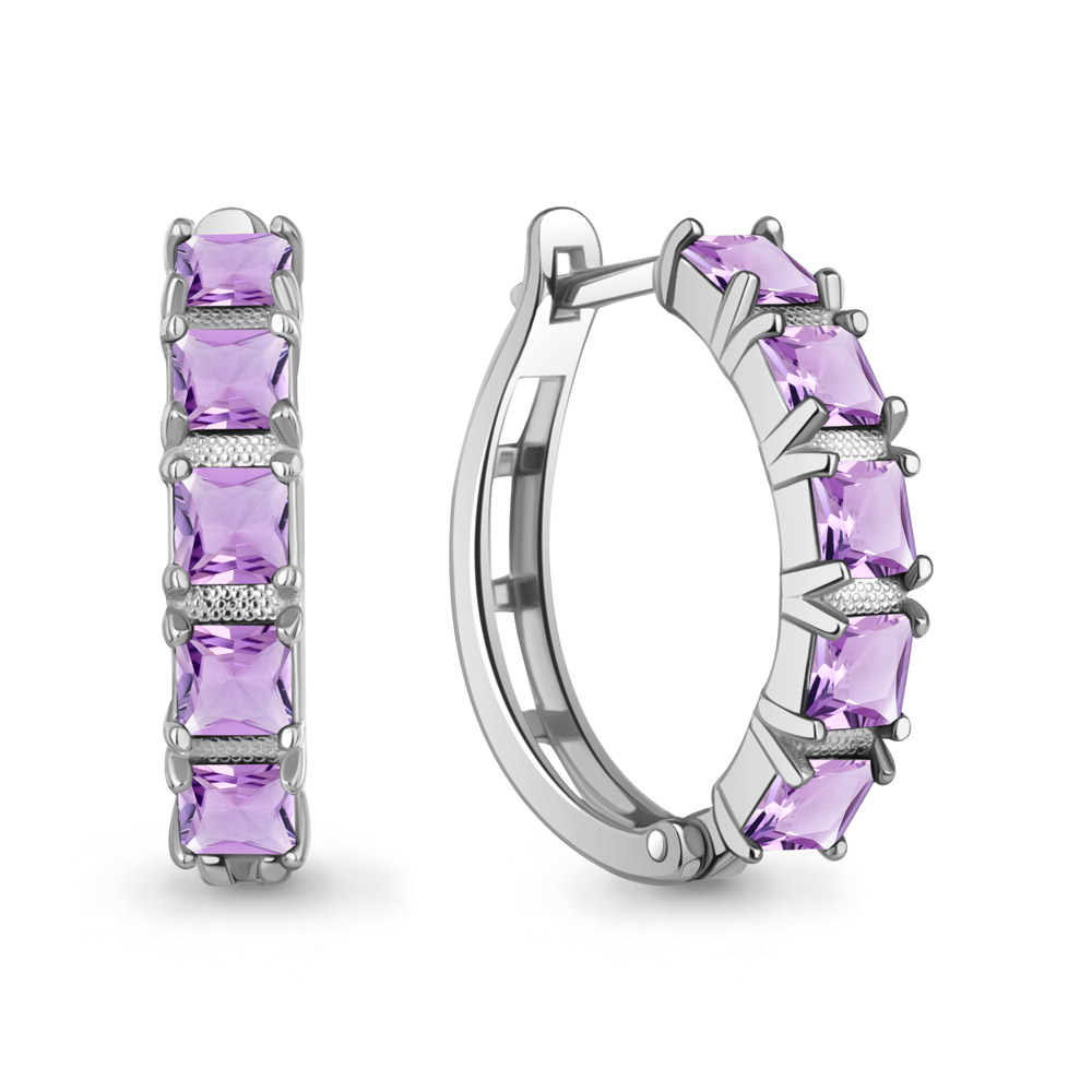 45010604 Серьги из Серебра с аметистами