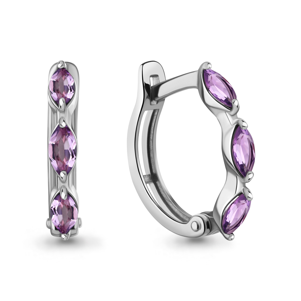 45010804 Серьги из Серебра с аметистами