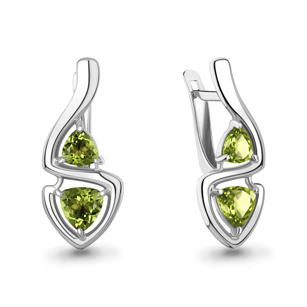 45010907 Серьги из Серебра с хризолитами