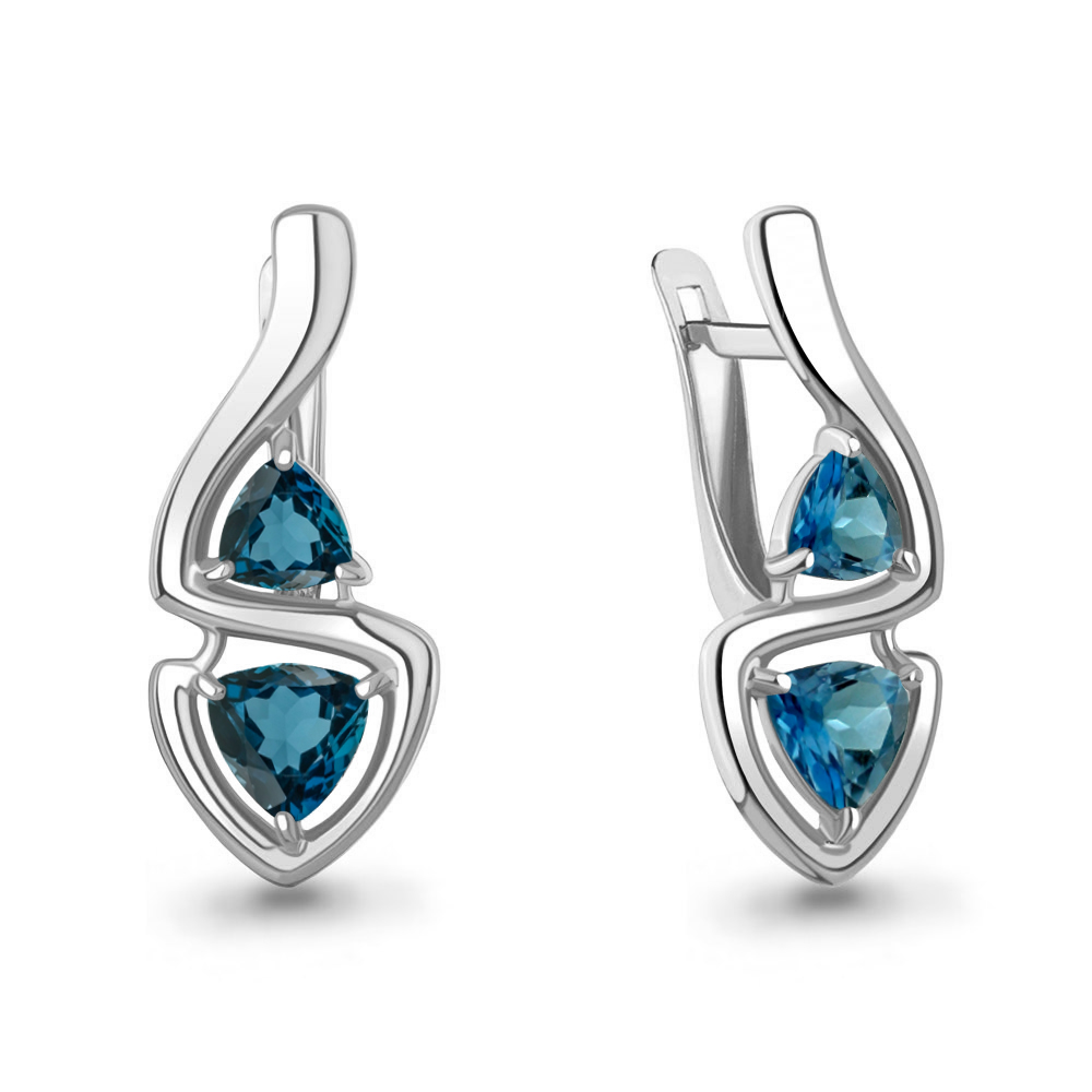 45010908 Серьги из Серебра с топазами лондон блю