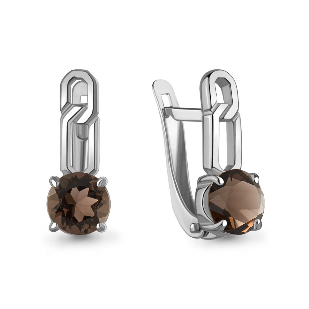 45011701 Серьги из Серебра с кварцами дымчатыми
