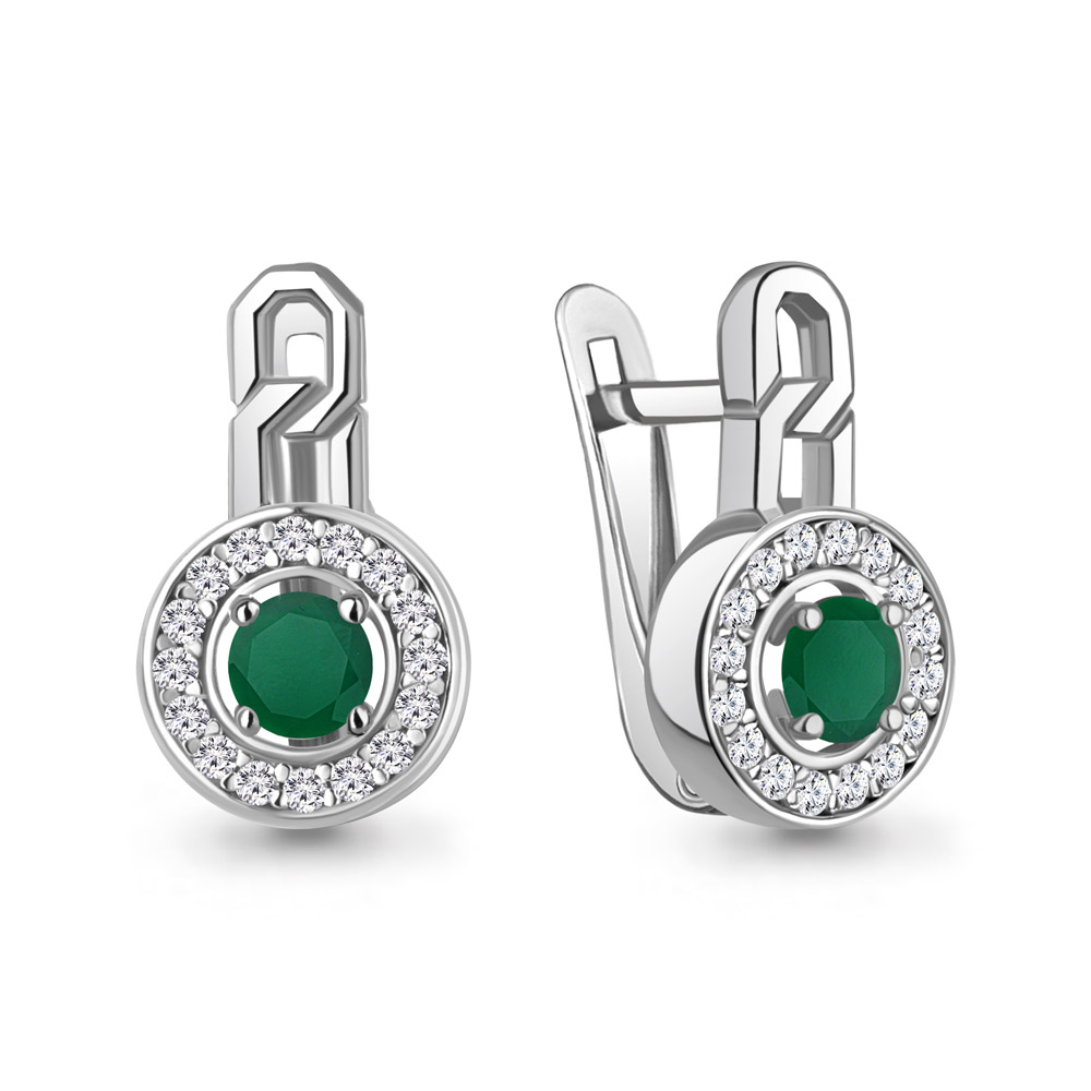 45011809А Серьги из Серебра с агатами, фианитами