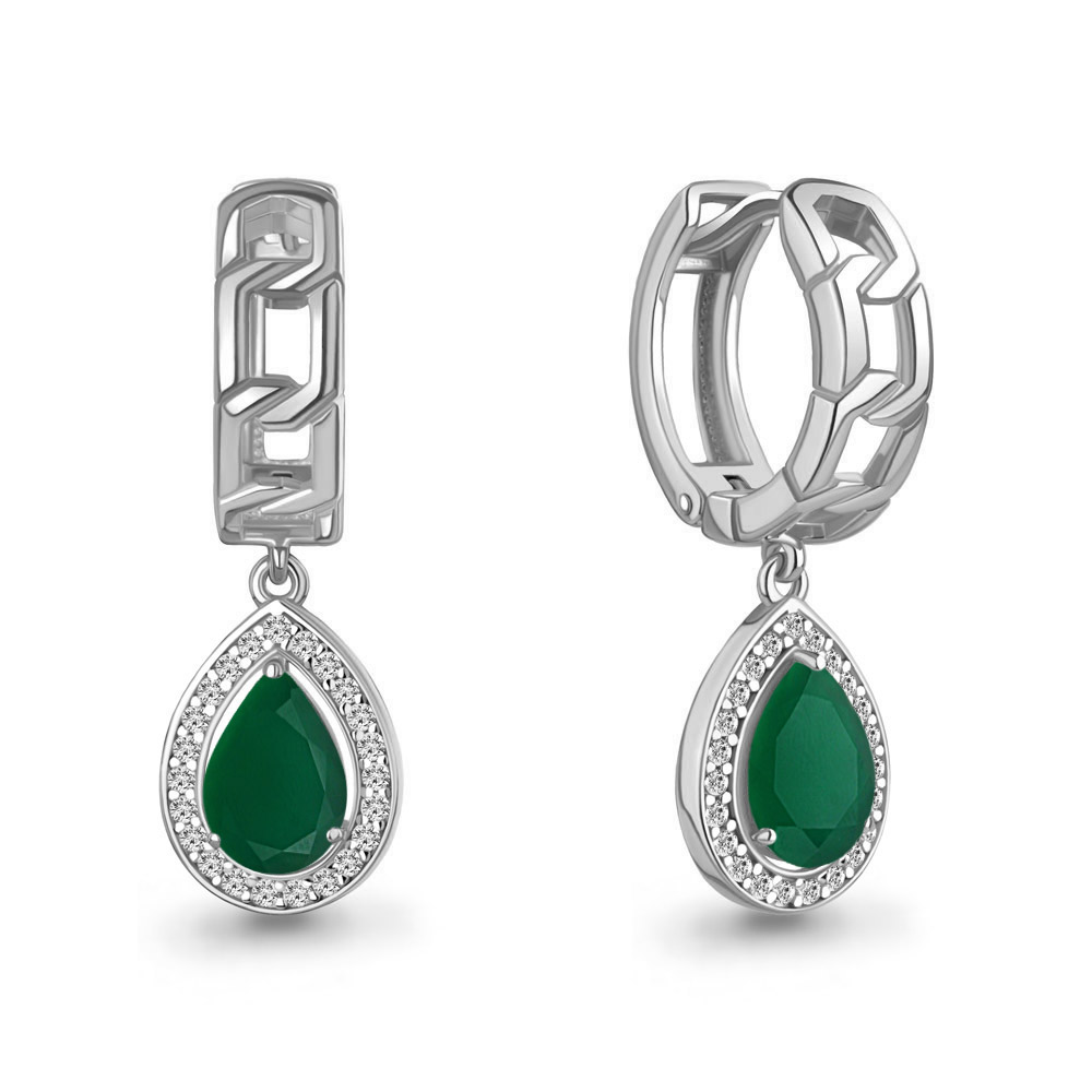 45011909А Серьги из Серебра с агатами, фианитами