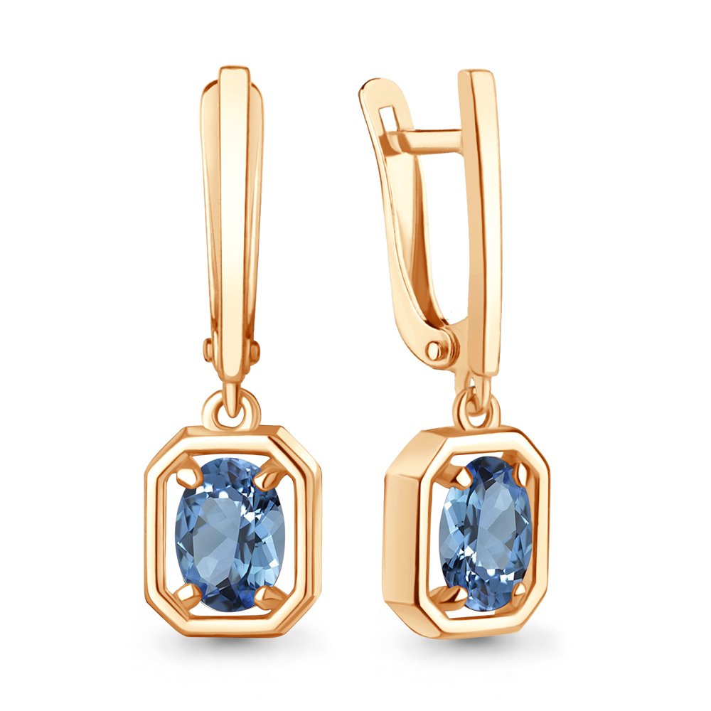 45012105 Серьги из Золота с топазами свисс блю