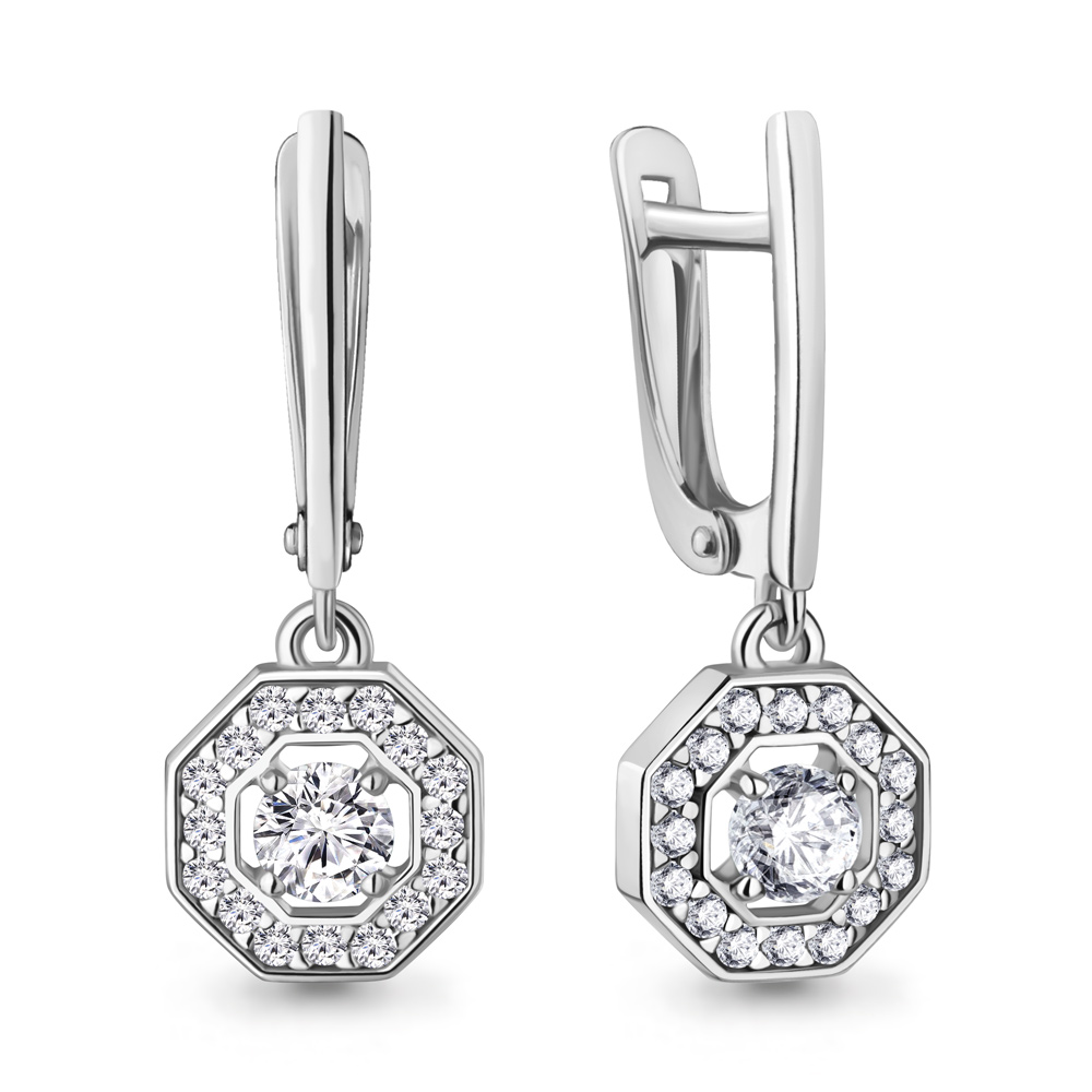 450124А Серьги из Серебра с фианитами