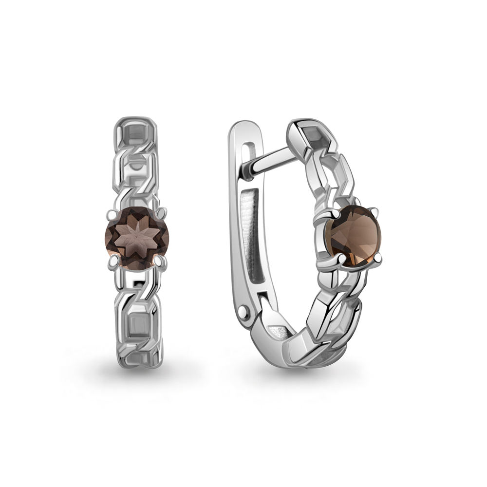 45012801 Серьги из Серебра с кварцами дымчатыми