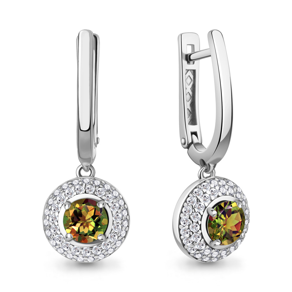 45013219А Серьги из Серебра с султанитами иск., фианитами