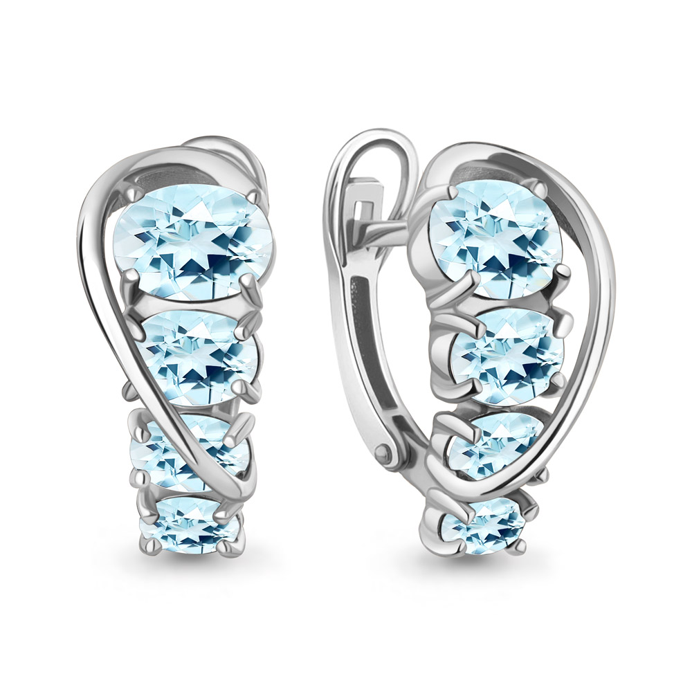 45013802 Серьги из Серебра с топазами скай блю