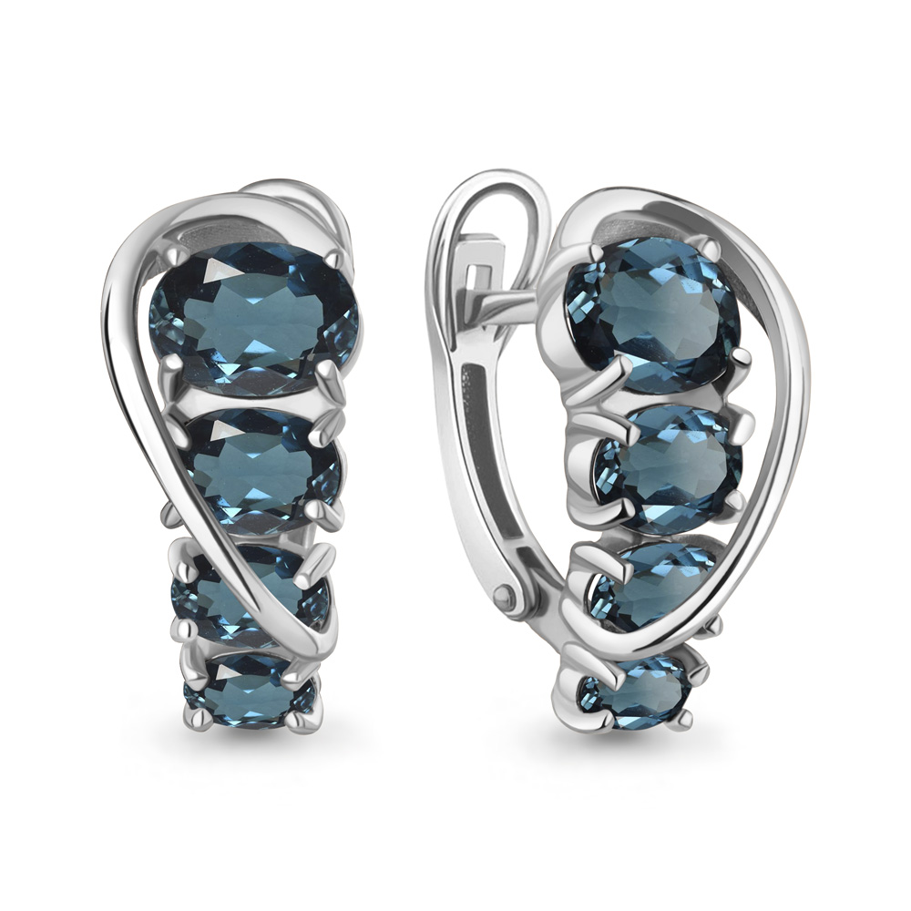 45013808 Серьги из Серебра с топазами лондон блю