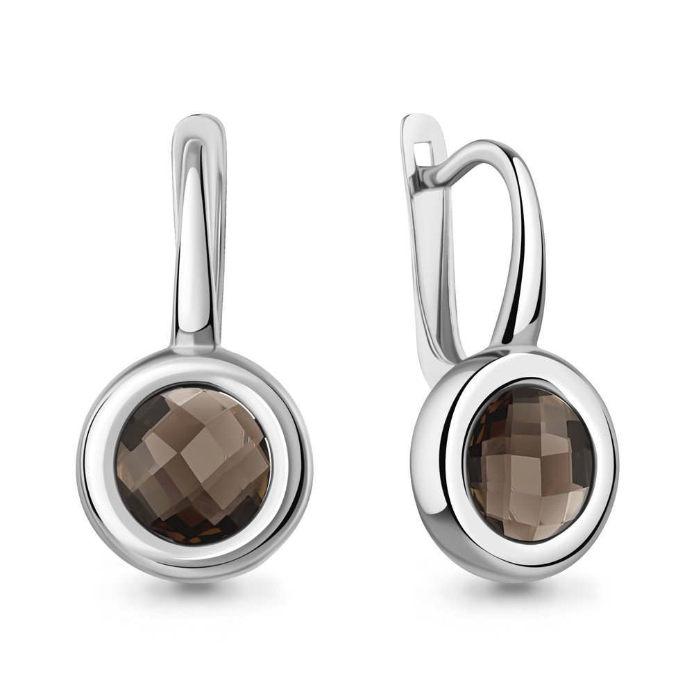 45014801 Серьги из Серебра с кварцами дымчатыми