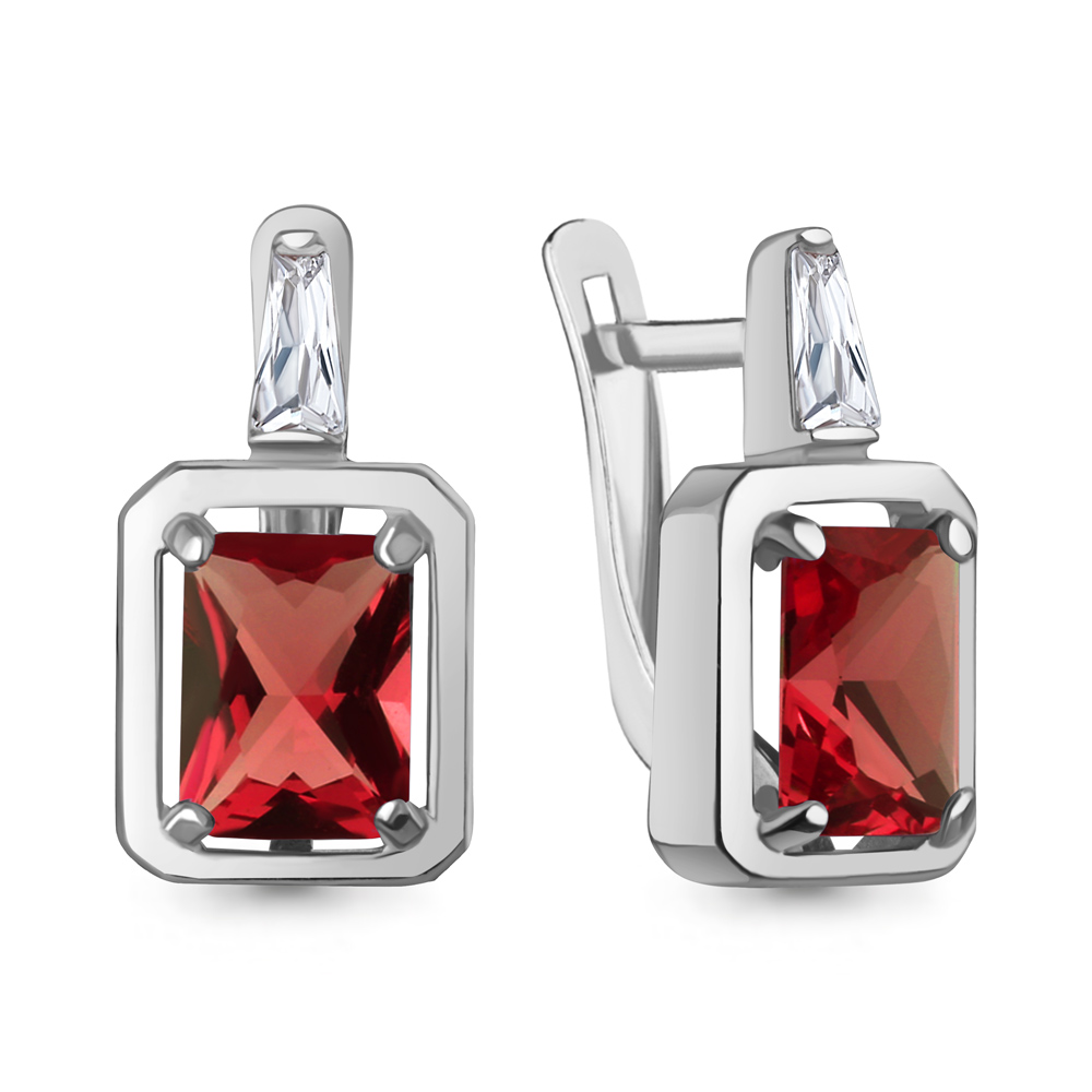 45015285 Серьги из Серебра с наногранатами, фианитами