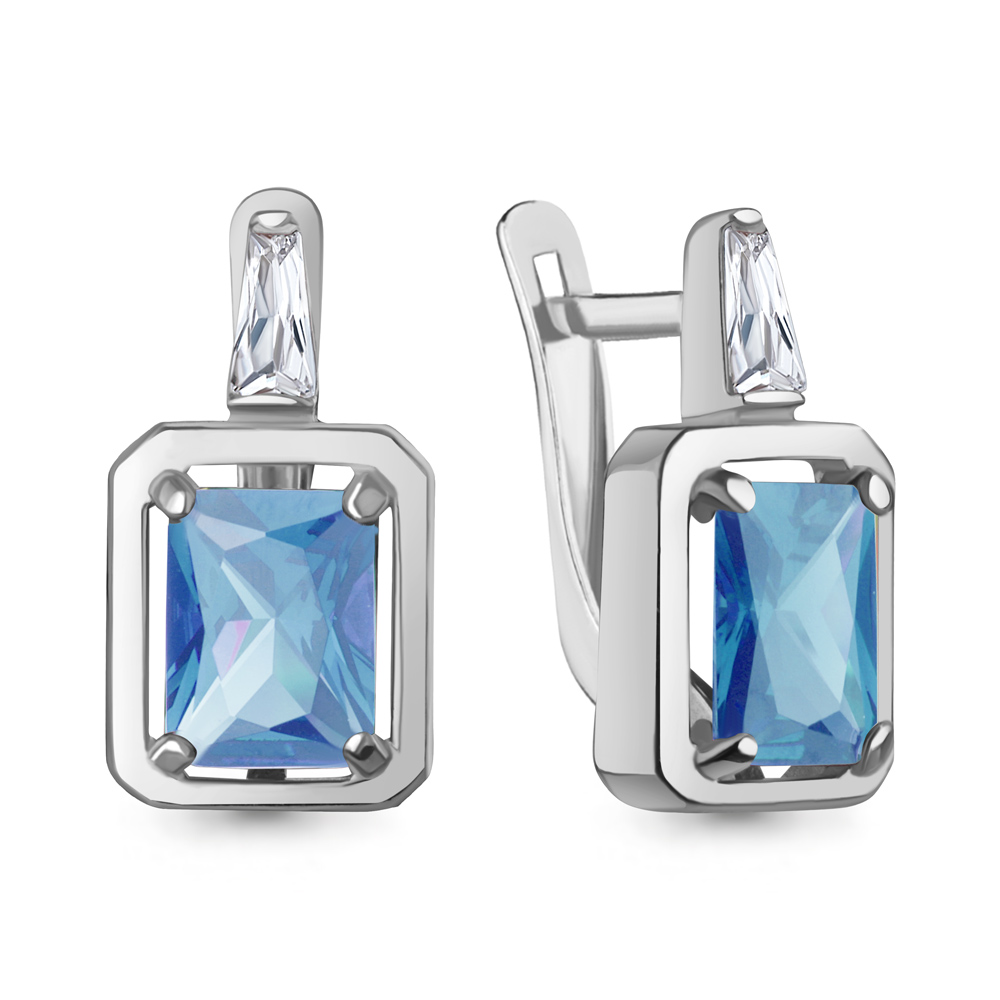 45015292 Серьги из Серебра с нанотопазами свисс, фианитами