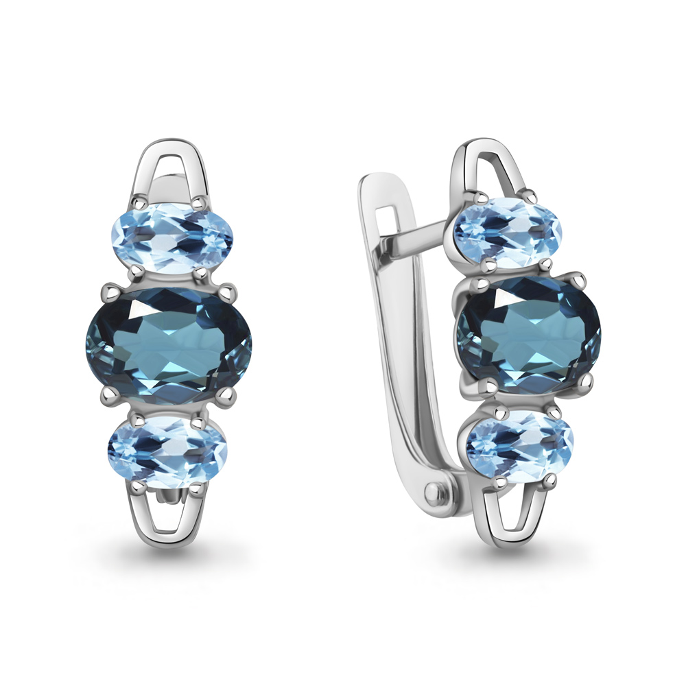 45016362 Серьги из Серебра с топазами лондон блю, топазами свисс блю