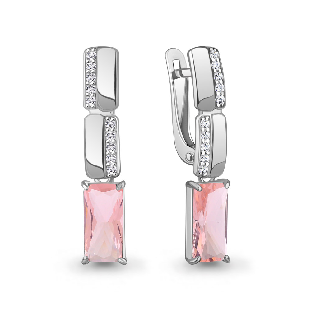 45016590А Серьги из Серебра с наноморганитами, фианитами