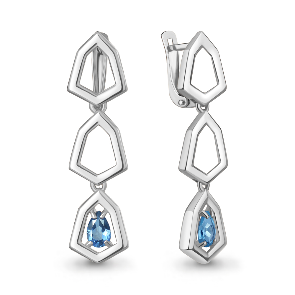 45016705 Серьги из Серебра с топазами свисс блю