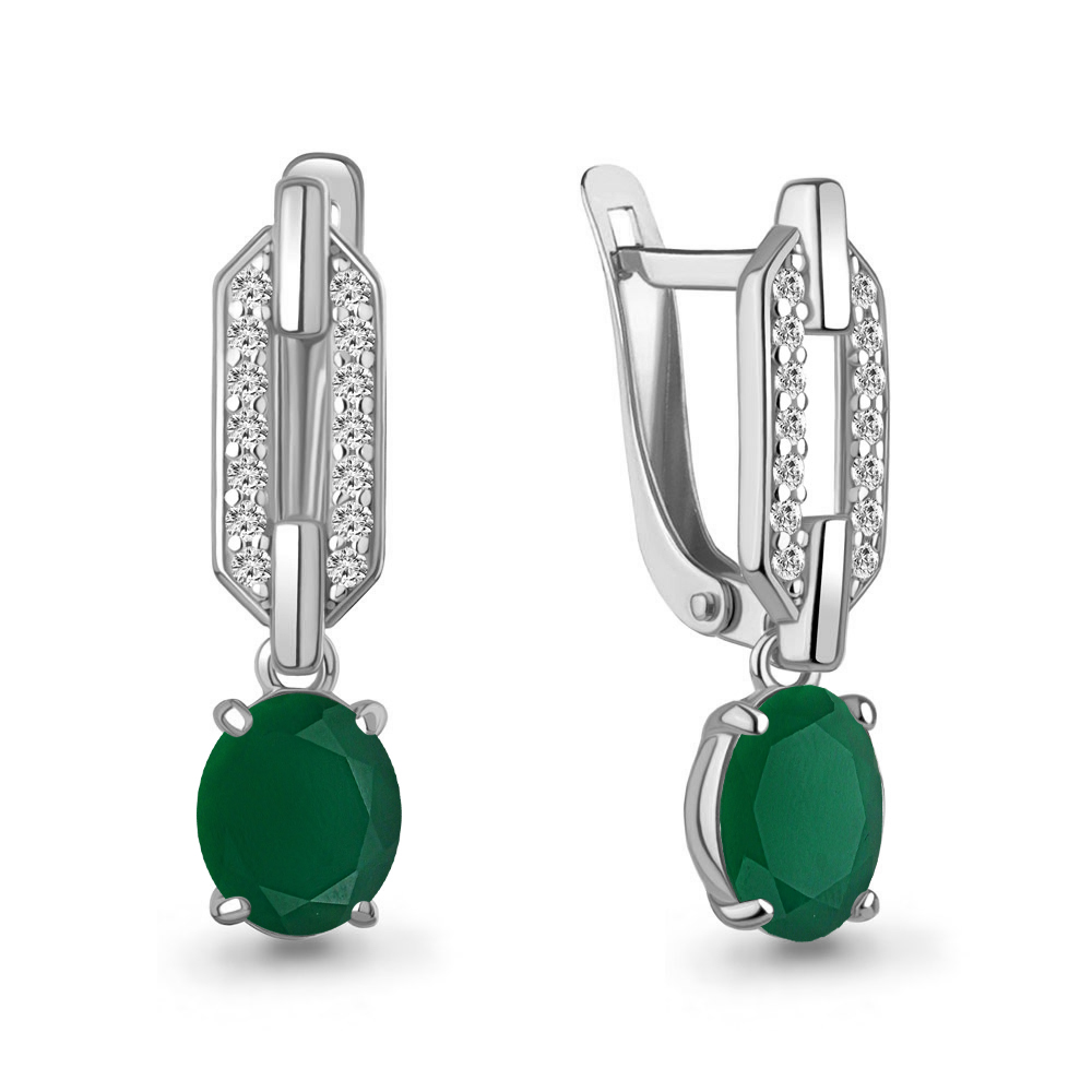 45017009А Серьги из Серебра с агатами, фианитами