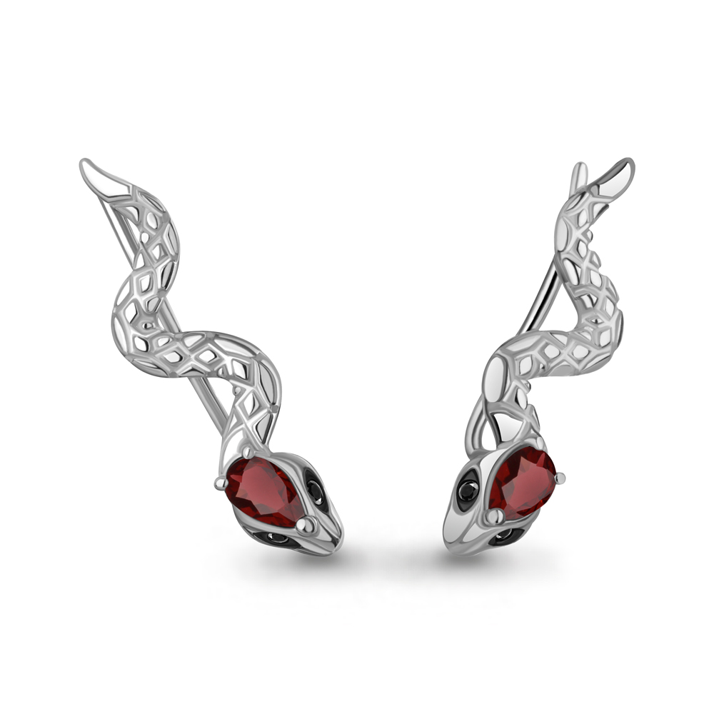 45017703Ч Серьги из Серебра с гранатами, нанокристаллами