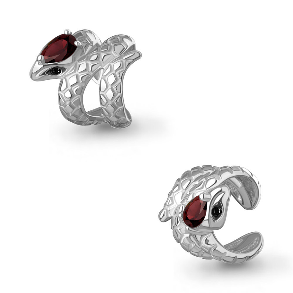 45017803Ч Серьга из Серебра с гранатом, нанокристаллами