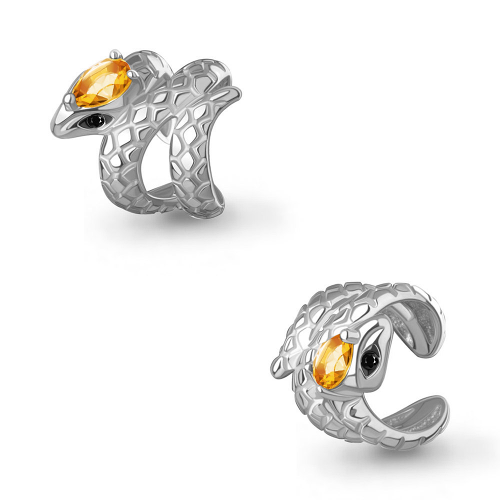 45017806Ч Серьга из Серебра с нанокристаллами, цитрином