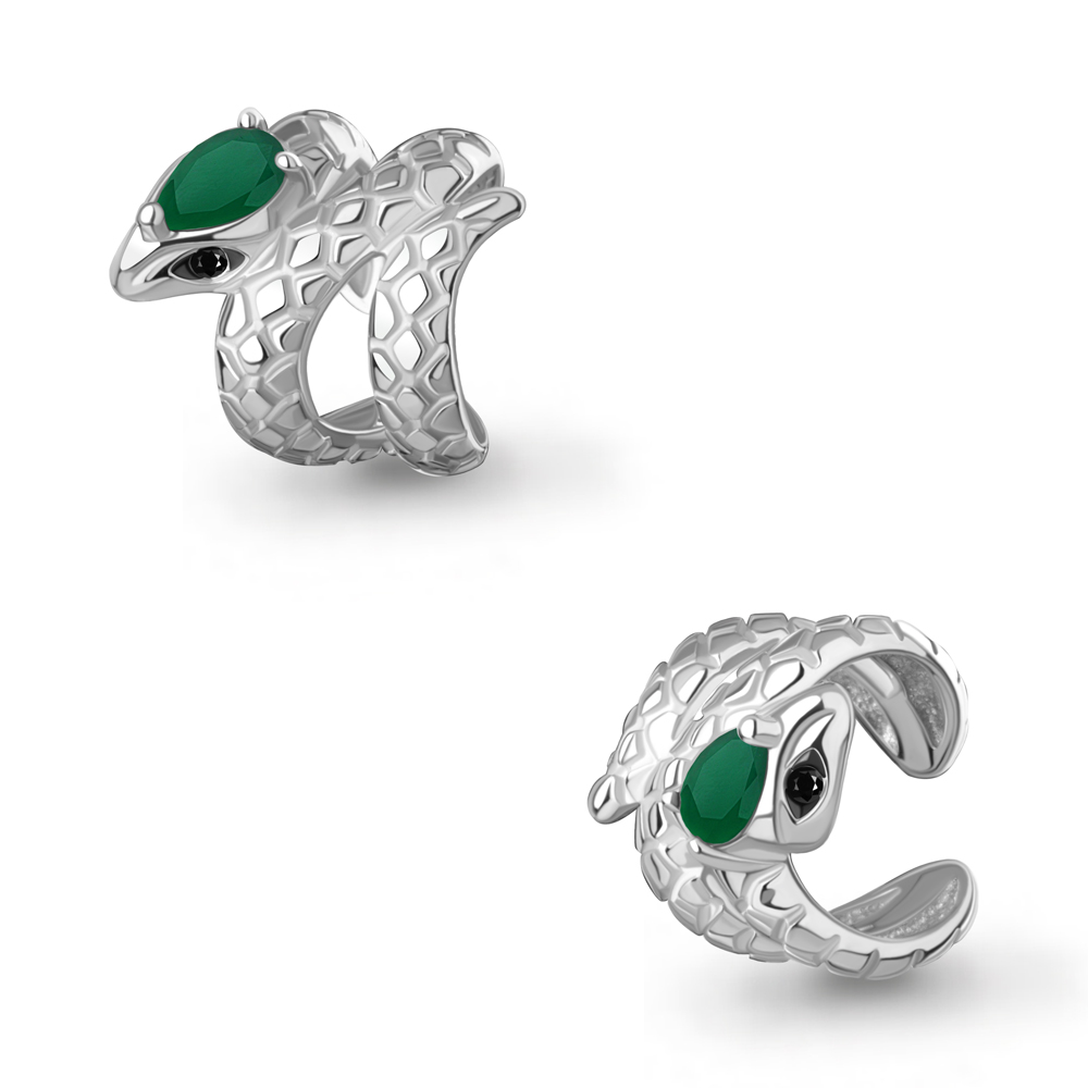 45017809Ч Серьга из Серебра с агатом, нанокристаллами