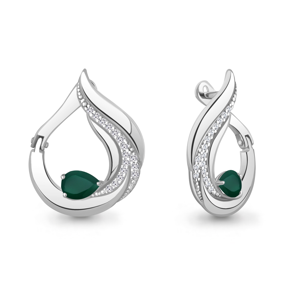 45018509А Серьги из Серебра с агатами, фианитами