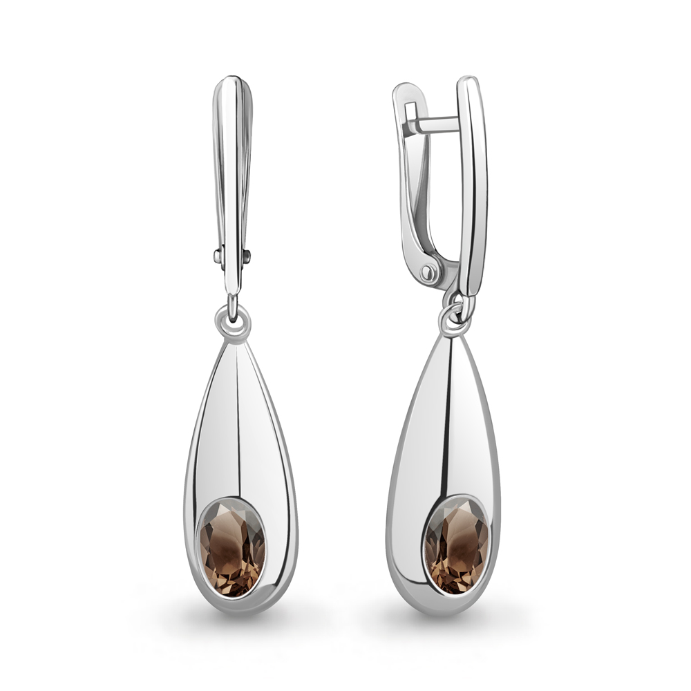 45019701 Серьги из Серебра с кварцами дымчатыми