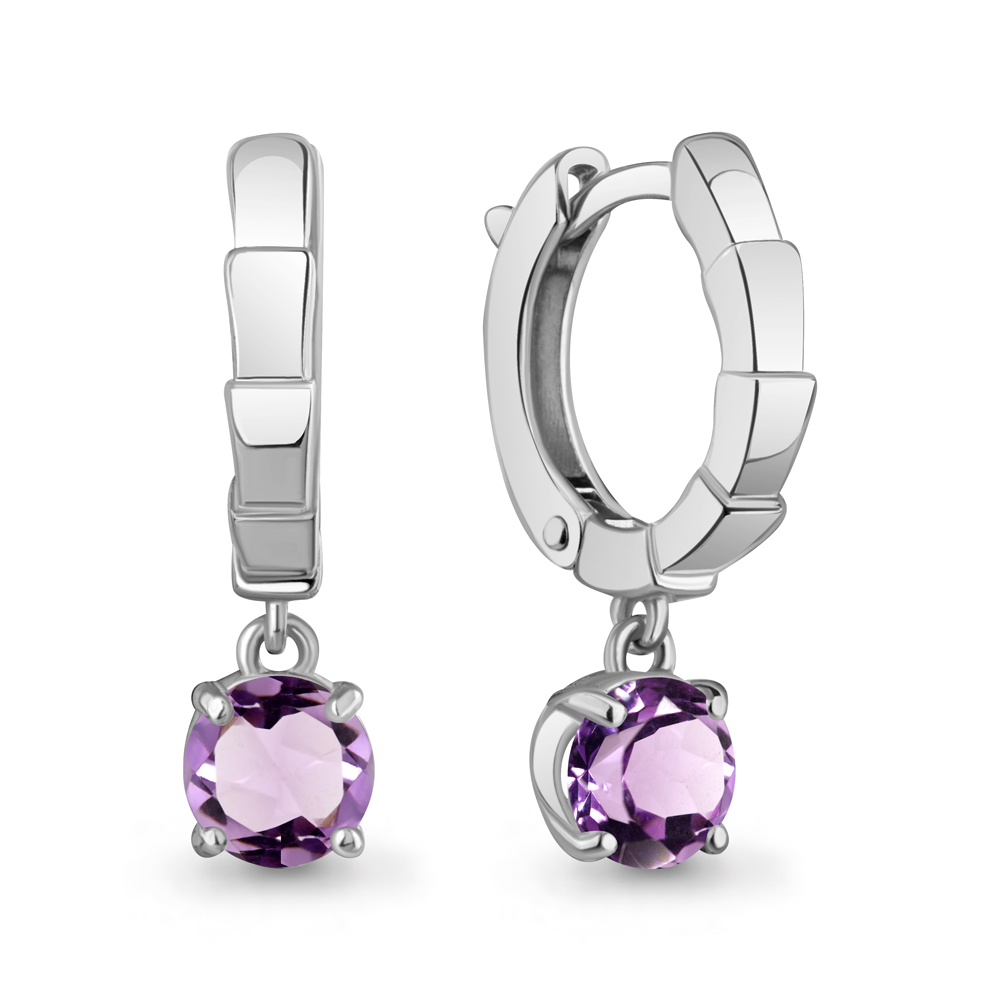 45020104 Серьги из Серебра с аметистами